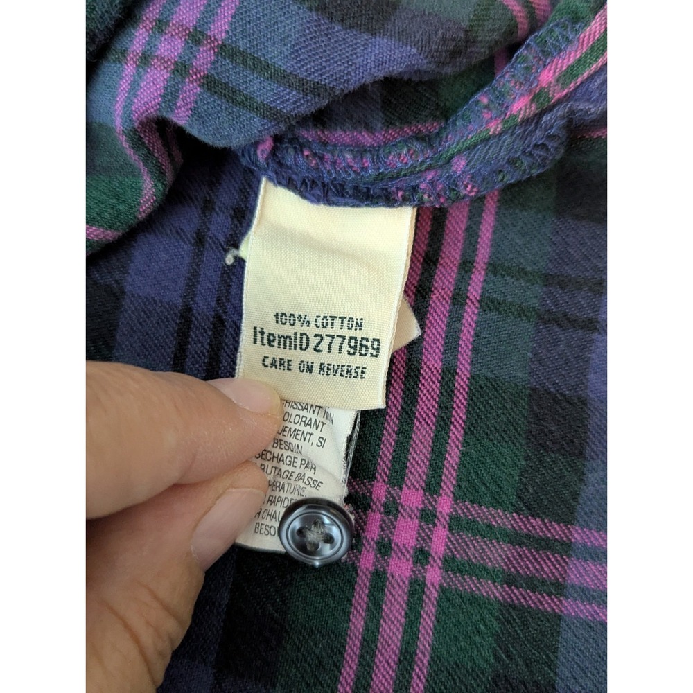 Z5 LL Bean Pink Purple Green Plaid Flannel Button Up Women's Sz Small - Picture 7 of 8